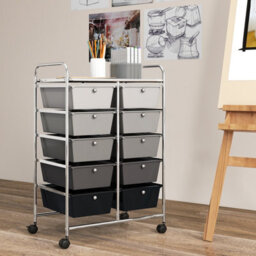 Costway 10 Drawers Storage Trolley Mobile Rolling Utility Cart Home Office Organizer - thumbnail 8