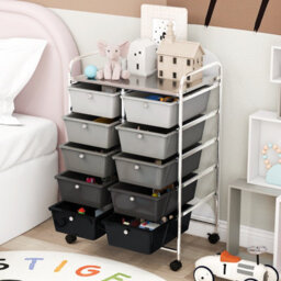 Costway 10 Drawers Storage Trolley Mobile Rolling Utility Cart Home Office Organizer - thumbnail 7