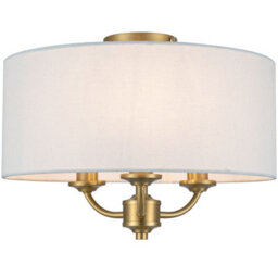 Cosylyte Winston 3 Light Classic Faux Linen Shade Ceiling Light  - Brass Base - thumbnail 3