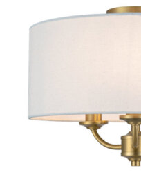 Cosylyte Winston 3 Light Classic Faux Linen Shade Ceiling Light  - Brass Base - thumbnail 9