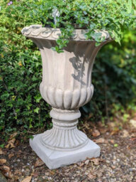 Single Large Fluted Stone Garden Vase - thumbnail 2