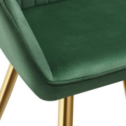 Tectake 1 Dining Chair Marilyn - Quilted Velvet, Continuous Backrest, Gold Steel Legs  - Dark Green/gold - thumbnail 9