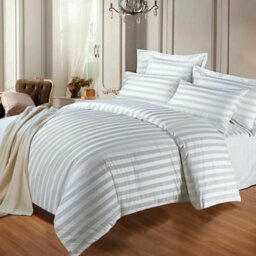 Ameha Stripe Duvet Set With Pillowcase Reversible Bedding & Soft Microfiber Cover White King Size 230X220Cm - thumbnail 4