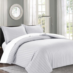 Ameha Stripe Duvet Set With Pillowcase Reversible Bedding & Soft Microfiber Cover White King Size 230X220Cm - thumbnail 5