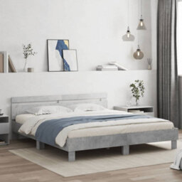 Berkfield Bed Frame Without Mattress Concrete Grey 180X200 Cm Super King - thumbnail 1