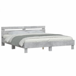 Berkfield Bed Frame Without Mattress Concrete Grey 180X200 Cm Super King - thumbnail 4