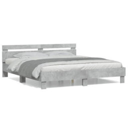 Berkfield Bed Frame Without Mattress Concrete Grey 180X200 Cm Super King - thumbnail 2