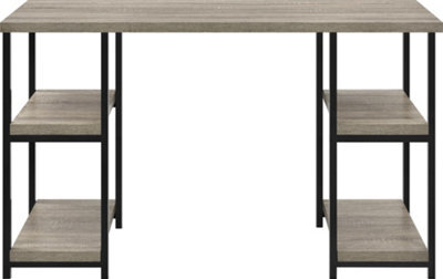 Dorel Elmwood Double Pedestal Desk In Distressed Grey Oak - image 1