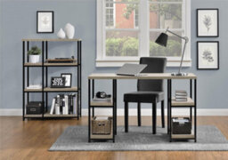 Dorel Elmwood Double Pedestal Desk In Distressed Grey Oak - thumbnail 6