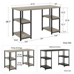 Dorel Elmwood Double Pedestal Desk In Distressed Grey Oak - thumbnail 3