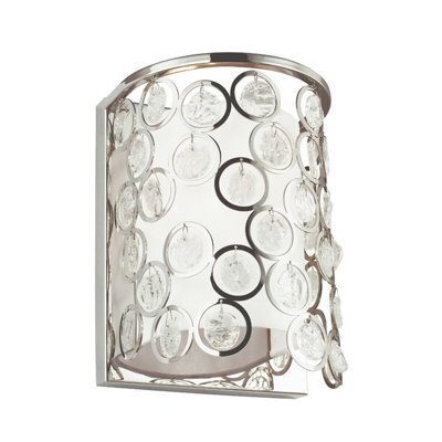 Elegant Wall Light Sconce In Polished Nickel Finish With Led E27 60W Bulb