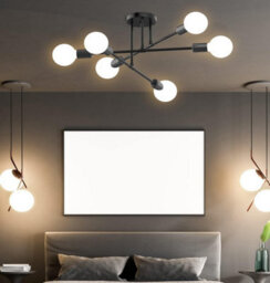 Chandelier 6 Lights Semi Flush Chandelier E27(Not Included) Base Black - thumbnail 3