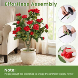 Gainoom 2 Pack Artificial Rose Flower Trees Fake Shrub Plants Sun-Proof Indoor & Outdoor Silk Floral Topiary Plants - thumbnail 8