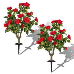 Gainoom 2 Pack Artificial Rose Flower Trees Fake Shrub Plants Sun-Proof Indoor & Outdoor Silk Floral Topiary Plants - thumbnail 9