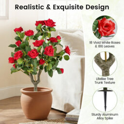 Gainoom 2 Pack Artificial Rose Flower Trees Fake Shrub Plants Sun-Proof Indoor & Outdoor Silk Floral Topiary Plants - thumbnail 7