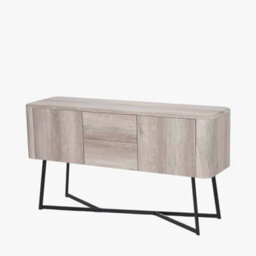Pacific Lifestyle Grey Oak Veneer And Black Metal Sideboard With 2 Doors And 2 Drawers Tv Cabinet - thumbnail 3