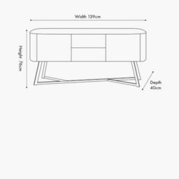 Pacific Lifestyle Grey Oak Veneer And Black Metal Sideboard With 2 Doors And 2 Drawers Tv Cabinet - thumbnail 8