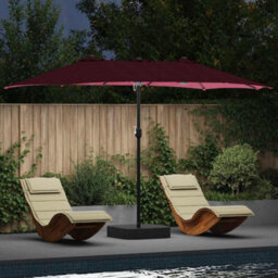 Berkfield Modern Garden Parasol Bordeaux Red 385 X 209 X 244 Cm Fabric - thumbnail 2