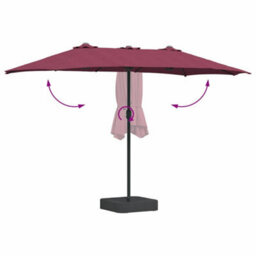 Berkfield Modern Garden Parasol Bordeaux Red 385 X 209 X 244 Cm Fabric - thumbnail 8
