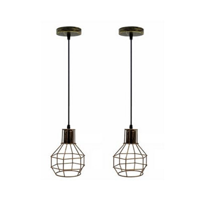 Industrial Cage Pendant Ceiling Light,adjustable Hanging Ceiling Lights, Black Wire Lampshade For Kitchen Bedroom Bar Cafe - image 1