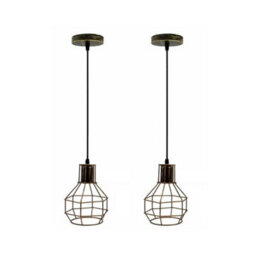Industrial Cage Pendant Ceiling Light,adjustable Hanging Ceiling Lights, Black Wire Lampshade For Kitchen Bedroom Bar Cafe