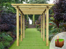 Edecks Heavy Duty Village Walkway Wooden Garden Pergola (W 2400mm X D 7200mm) With Steel Spikes (2.1M) - thumbnail 3