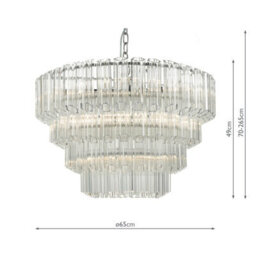 DAR Tuvalu 4 Tier 9 Light Chandelier Crystal & Polished Chrome - thumbnail 4