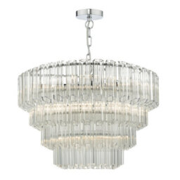 DAR Tuvalu 4 Tier 9 Light Chandelier Crystal & Polished Chrome - thumbnail 1