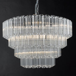 DAR Tuvalu 4 Tier 9 Light Chandelier Crystal & Polished Chrome - thumbnail 3
