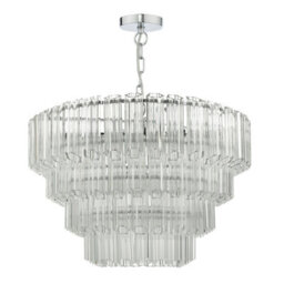 DAR Tuvalu 4 Tier 9 Light Chandelier Crystal & Polished Chrome - thumbnail 2