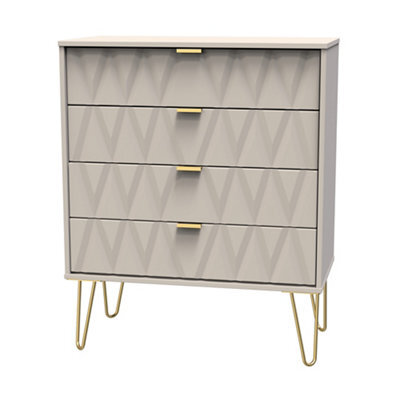 Pesaro Ready Assembled Matt Cashmere No Effect 4 Drawer Chest (H)910mm (W)765mm (D)395mm - image 1