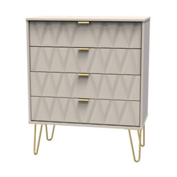 Pesaro Ready Assembled Matt Cashmere No Effect 4 Drawer Chest (H)910mm (W)765mm (D)395mm - thumbnail 1