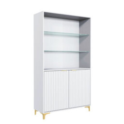 Creative Furniture Tide Crest Display Cabinet 175Cm - Modern Fluted Design In White - thumbnail 3
