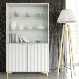 Creative Furniture Tide Crest Display Cabinet 175Cm - Modern Fluted Design In White - thumbnail 2