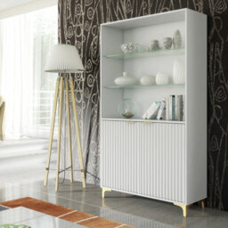 Creative Furniture Tide Crest Display Cabinet 175Cm - Modern Fluted Design In White - thumbnail 5