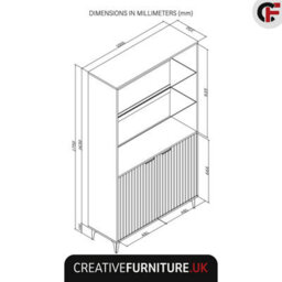 Creative Furniture Tide Crest Display Cabinet 175Cm - Modern Fluted Design In White - thumbnail 7