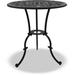 Homeology Bangui Black Outdoor Garden Patio Table And 2 Large Chairs With Armrests Cast Aluminium Bistro Set - thumbnail 9