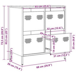 Vidaxl Sideboard White 68X39X73.5 Cm Cold-Rolled Steel - thumbnail 3