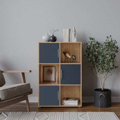 Urbn-Living 6-Cube Shelving Unit With Doors And Metal Handles - image 1