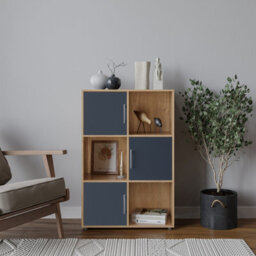 Urbn-Living 6-Cube Shelving Unit With Doors And Metal Handles - thumbnail 1
