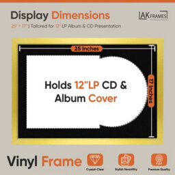 "AK Frames 25X17"" Gold Modern Vinyl Record Frame With Black Mount For 12 Inch Lp Cover & Disc - Overlapped Design" - thumbnail 2