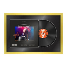 "AK Frames 25X17"" Gold Modern Vinyl Record Frame With Black Mount For 12 Inch Lp Cover & Disc - Overlapped Design" - thumbnail 1