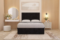 Somnior Beds Somnior Chambery Black Plush Hybrid Pocket Sprung Orthopaedic Divan Bed Set With Upholstered Headboard