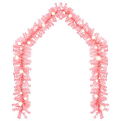 Berkfield Sleek Christmas Garland With Led Lights 5 M Pink - image 1