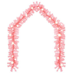 Berkfield Sleek Christmas Garland With Led Lights 5 M Pink - thumbnail 1