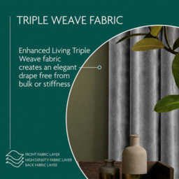 Aspire Homeware Grey Velvet Curtain Room Darkening Blackout Eyelet Curtain Pair (W) 228Cm X (D)228Cm With Tie Back Pair - thumbnail 5