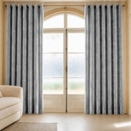 Aspire Homeware Grey Velvet Curtain Room Darkening Blackout Eyelet Curtain Pair (W) 228Cm X (D)228Cm With Tie Back Pair - thumbnail 7