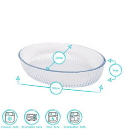Argon Tableware Oval Glass Oven Dishes - 26 X 17Cm - 2X Optical Baking Casserole Lasagne Roasting Roaster Cooking Tray Bowl - thumbnail 6