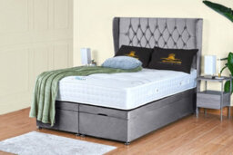 UKBEDFURNITURE Bronte Plush Grey End Opening Divan Ottoman Bed With 54 Inch Headboard - thumbnail 1