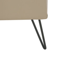 Wyld And Coco Beige Faux Leather Bedside Table With Hairpin Legs 56Cm - Contemporary Rectangular Nightstand - thumbnail 7